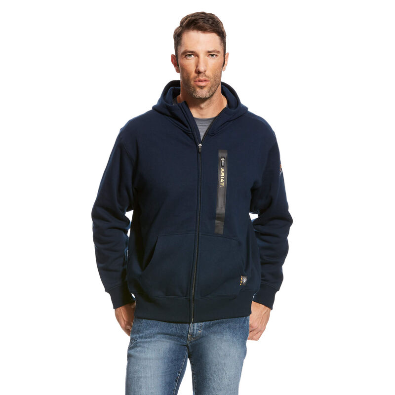 Sudadera Con Capucha Ariat Rebar Workman Full Zip Azul Marino Hombre - Chile 863-PDSCQE